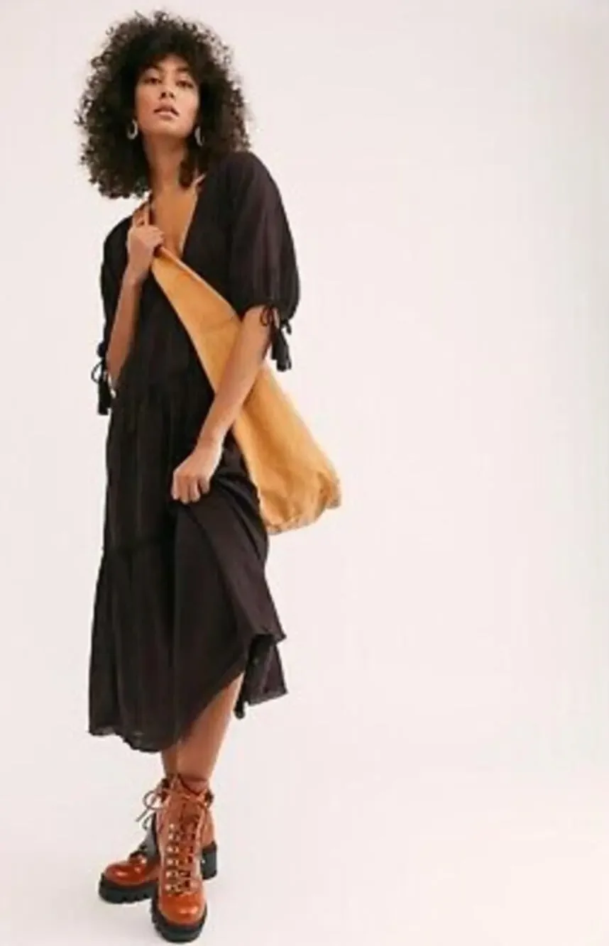 free people black celestial skies midi dress